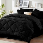 Queen Comforter Set Black - Bed In Bag Size 8 Pieces, All Season. Fixed Price $77.99.