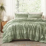 Luxudecor Sage Green Tufted Comforter Set Queen Size 3 Pieces Boho Shabby Chic. Fixed Price $82.74.