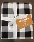 Eddie Bauer Twin Duvet Cover Set 100% Cotton Black White Mountain Buffalo Plaid. Fixed Price $29.99.