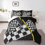 Manfei Race Car Flag Comforter Set Full Size Black White Checkered Bedding. Fixed Price $29.47.