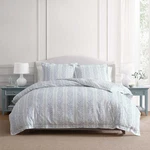 Martha Stewart King Comforter Set Cotton Sateen Striped Bedding 3PC Verbena Blue. Fixed Price $189.00.