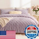 Cozylux Fleece Queen Comforter Set Light Purple,super Soft & Warm Fluffy Bedding. Fixed Price $59.53.