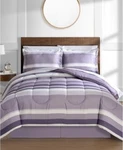 Fairfield Square Collection Purple Austin Stripe/solid 8 Pc King Comforter Set. Fixed Price $25.20.