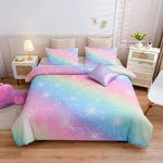 6PCS Gradient Glitter Bedding Set For Girls Full Size, Colorful Rainbow Galaxy. Fixed Price $61.99.