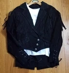 Wonderful Wilson 2 Piece Suit Black Leather Fringe Crop Jacket & Skirt Small 10. Fixed Price $99.00.