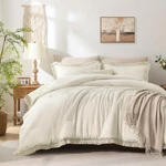 Andency King Size Comforter Set Beige, 3 Pieces Boho Lightweight Tassel Fluff.... Fixed Price $43.35.