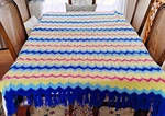 Colorful Chevron Design Knitted Twin Bed Cover. Fixed Price $40.00.