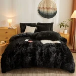 Besfunny Fluffy Black Shaggy Plush Comforter Cover Set,ultra Soft Faux Fur Duvet. Fixed Price $71.99.