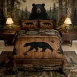 Rustic Bear Comforter Set Full Size,wild Animal Hunting Bedding 3PCS,FARM.... Fixed Price $71.70.