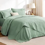 King Quilt Set 7 Pieces Coin Pattern Sage Comforter Sheets Pillowcases Loves. Fixed Price $89.99.