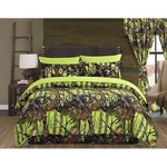 7 Pc Yellow Lime Cal King Bed Set!! Comforter Sheets Camouflage. Fixed Price $68.00.