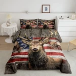 American Flag Deer Comforter Set Twin Size, Kids Boys Room Decor Brown Wildlife. Fixed Price $64.99.