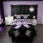 Feelyou Purple Silk Bowknot 7 Piece Bedding Set Queen Size Grey Leopard. Fixed Price $106.61.