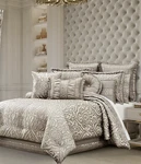 J Queen New York Regina 6 Pc Comforter Set W/euro Shams Champagne $559 Nwt. Fixed Price $224.95.