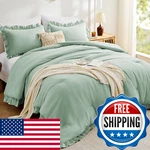 Fuanna King Size Comforter Set Sage Green 3 Pieces Ruffle Bedding Fluffy Far. Fixed Price $58.26.