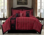 Chezmoi Collection Tai 7-PIECE Oriental Red Black Jacquard Comforter Set. Fixed Price $94.99.