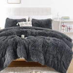 Smoofy Faux Fur Comforter Set Queen Size 3PCS Dark Grey Fluffy Fuzzy Plush Co.... Fixed Price $61.38.