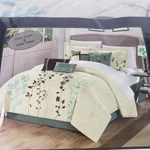 Chic Home Design Bliss Garden 8 Piece Comforter Set Queen Embroidered Aqua Brown. Fixed Price $124.99.
