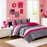 Gemma 4-PIECE Pink Microfiber Full/queen Stripe Zebra Print Comforter Set. Fixed Price $80.65.