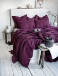 Fuchsia Linen Bedding Set, Stonewashed Luxury Duvet Cover With Pillowcase. Fixed Price $89.00.