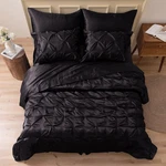Mr&hm Satin Comforter 7 Pieces - Luxurious Pinch Pleat King, Black. Fixed Price $122.20.