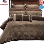 8 Pc Jacquard Duvet Cover Set Down Alternative Comforter Hypoallergenic Pillows. Fixed Price $204.44.