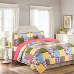Colorful Soft Bedding Geometric Plaid Patchwork Modern Quilt Set With Pillowcase. Fixed Price $42.99.
