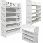 4/5/6 Tier Wooden Storage Organizer Free Standing Carved Shoe Rack Shelf Cabinet. Fixed Price $33.59.