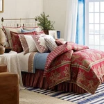 Chaps Juliette Bedding 4PC Red Paisley Floral Comforter Set - Queen. Fixed Price $299.99.