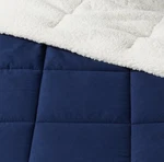 Faux Shearling Microfiber Comforter Twin/xl Reversible Navy Blue 66INX94IN. Fixed Price $14.99.