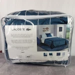 Lacoste Ashcombe Check Twin Comforter Set Blue Reversible Grid Cotton Cover. Fixed Price $145.00.