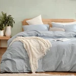 New West Elm Light Blue Solid 100% Cotton Modern Bedding Duvet & Sham Case. Fixed Price $144.00.