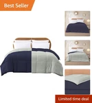 Elegant Navy/silver All-season King Comforter Lightweight Reversible Bedding. Fixed Price $32.39.