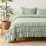 Super Soft Lightweight Quilt Set Ruffle Design Cozy Bedspread W/ Pillowshams New. Fixed Price $49.39.