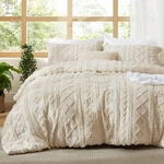 Queen Comforter Set 3 Pieces Beige Boho Embroidery Bedding Bedsure Tufted Size. Fixed Price $89.99.
