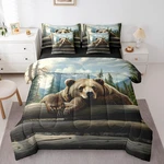 Erosebridal Nature Forest Bear 7 Piece Comforter Set Queen Size Wild Animals. Fixed Price $86.02.