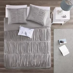 Zone Mirimar 4-PC. Ruched Duvet Cover Set Full / Queen Gray White. Fixed Price $35.30.