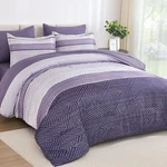 Drucon Purple Comforter Set Queen Size 7 Piece Bag, Boho Striped Beddin. Fixed Price $79.22.
