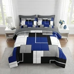 Nesker Comforter Set Full Size, Blue Black Geometric 7 Pcs Bedding Kids A.... Fixed Price $100.27.