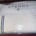 Sferra King Duvet Cover Grand Hotel Long Staple Cotton Percale White Navy New. Fixed Price $269.99.