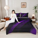 Homewish Geometric Stripes Full Size Comforter Set,purple And Black Bedding S.... Fixed Price $72.24.