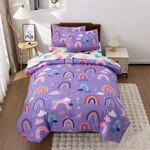 Btargot 5 Piece Dark Purple Rainbow Comforter Set Girls Boys Kids, Twin Size. Fixed Price $93.63.