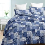 Geometric Medallion Comforter Set Queen Size 3 Piece Dark Blue Patchwork. Fixed Price $105.99.