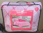 Juicy Couture Pink With Jc Monograms Plush 4PC Queen Comforter Set Soft &cozy. Fixed Price $89.99.
