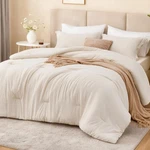 College Dorm Bedding Set Twin Xl - Beige Comforter With Pillowcase. Fixed Price $51.99.