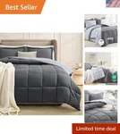 Elegant Grey Queen Comforter Set Reversible Lightweight All-season Bedding. Fixed Price $42.99.