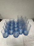 Set Of 20 Libbey Glass Facets Light Ice Blue Octagon Tumblers Euc. Fixed Price $100.00.