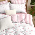 Ccoutuechen Bow Comforter Set Full Size Pink Striped Heart Bedding Kids. Fixed Price $73.78.