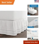 Elegant Ruffled Eyelet Skirt, 14" Drop For King - Timeless White Charm. Fixed Price $53.00.