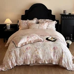 Farmhouse Linen Cotton Duvet Cover Full Size,pink Floral Ruffle Design Muslin.... Fixed Price $39.34.
